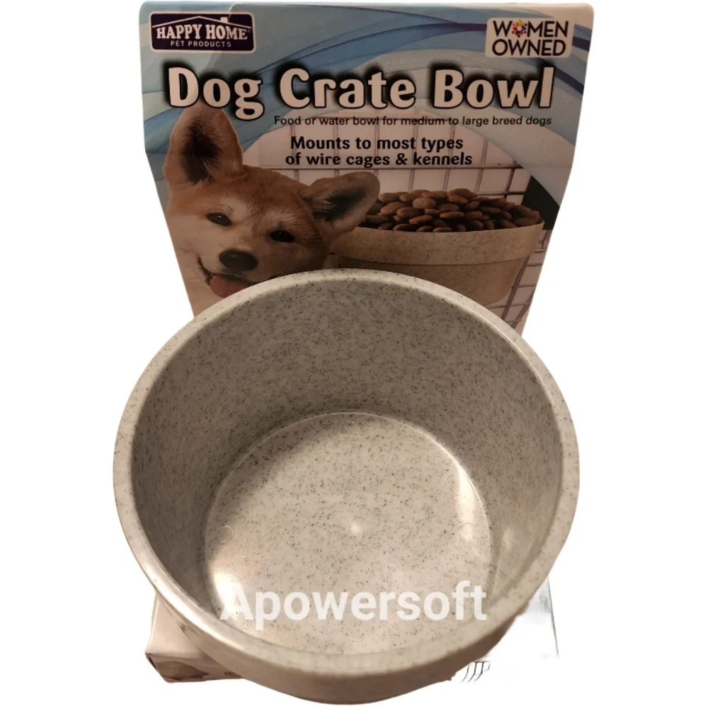 Happy Home Dog Crate Food & Water Bowl w Cage Mount